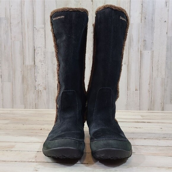 Salomon Women's Emmy Black Suede Thinsulate Waterproof Boots womens size 5.5 - Picture 2 of 10